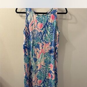 Tropical Print Sleeveless Dress